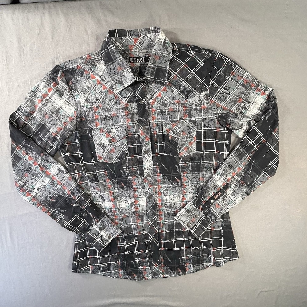 Cruel Snap Front Long Sleeve Roll Tab Shirt‎ Women's Medium Southwestern Cowgirl